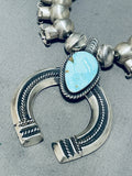 Noteworthy Native American Navajo Kingman Turquoise Sterling Silver Blossom Necklace-Nativo Arts