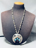 One Of The Best Ever Vintage Native American Navajo Gilber Turquoise Sterling Silver Necklace-Nativo Arts