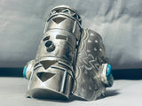 3 Story Kachina Native American Navajo Turquoise Sterling Silver Bracelet-Nativo Arts