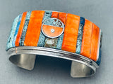 One Of The Best Native American Navajo Turquoise Shell Inlay Sterling Silver Bracelet-Nativo Arts
