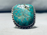 Classic Vintage Native American Navajo Green Turquoise Sterling Silver Ring-Nativo Arts