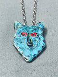 Extremely Rare Vintage Native American Hopi Turquoise Inlay Sterling Silver Necklace-Nativo Arts