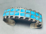 Native American 6 Inch Wrist Cute But Sturdy Vintage Zuni Turquoise Sterling Silver Bracelet-Nativo Arts