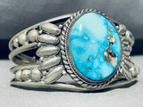 One Of The Best Lucid Blue Turquoise Vintage Navajo Sterling Silver Bracelet-Nativo Arts