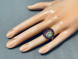 One Of The Most Unique Vintage Gaspiite Sterling Silver Inlay Ring