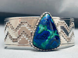 One Of The Best Vintage Native American Navajo Azurite Sterling Silver Bracelet Cuff-Nativo Arts