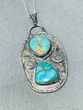 Important Vintage Native American Navajo Royston Old Kingman Turquoise Sterling Silver Necklace-Nativo Arts