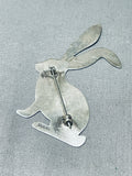 Whimsical Vintage Native American Navajo Sterling Silver Rabbit Pin-Nativo Arts