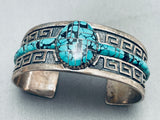 7 Inch Wrist Vintage Southwestern Sterling Silver Turquoise Bracelet-Nativo Arts