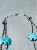 Bear Turquoise Vintage Navajo Sterling Silver Fetish Necklace