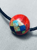 Native American Important Vintage Santo Domingo Chris Nieto Inlay Sterling Silver Necklace-Nativo Arts