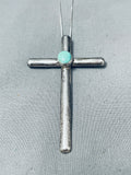 Incredible Vintage Native American Navajo Turquoise Cross Sterling Silver Necklace