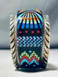 7 Inch Wrist Extreme Intricacy Vintage Turquoise Inlay Sterling Silver Bracelet-Nativo Arts