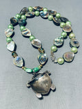 Native American Tortoise Of Shell Vintage Detailed Sterling Silver Abalone Necklace-Nativo Arts