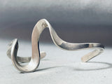 Mike Kirk Vintage Native American Navajo Sterling Silver Waving Bracelet Cuff