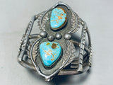 Tower Of Rare Turquoise!! Vintage Native American Navajo Old Deposit Sterling Silver Bracelet-Nativo Arts