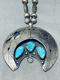 One Of The Best Ever Vintage Native American Navajo Gilber Turquoise Sterling Silver Necklace-Nativo Arts