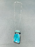 Native American Impressive Vintage Carico Lake Turquoise Sterling Silver Signed Necklace-Nativo Arts