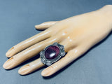 The Best Vintage Native American Navajo Purple Spiny Oyster Sterling Silver Ring-Nativo Arts