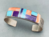 6 Inch Wrist Vintage Native American Navajo Turquoise Inlay Sterling Silver Bracelet-Nativo Arts