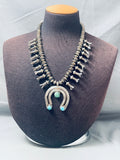 Rare Vintage Native American Navajo 1940s Turquoise Sterling Silver Squash Blossom Necklace-Nativo Arts