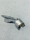 Fabulous Vintage Native American Navajo Sterling Silver Feather Pendants Ear Clip-Nativo Arts