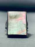 Mesmerizing Vintage Native American Navajo Abalone Square Sterling Silver Ring-Nativo Arts