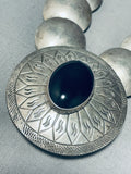 Double Sided!! Vintage Native American Navajo Sterling Silver Brass Onyx Necklace-Nativo Arts