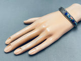Incredibly Intricate Vintage Navajo Bear Inlay Sterling Silver Bracelet-Nativo Arts