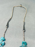 Nuggets Of Glory Vintage Native American Navajo Turquoise Sterling Silver Heishi Necklace-Nativo Arts