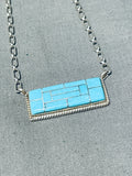 Gorgeous Native American Zuni Blue Gem Turquoise Sterling Silver Necklace-Nativo Arts