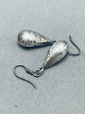 Marvelous Vintage Native American Navajo Sterling Silver Hammered Teardrop Earrings-Nativo Arts
