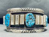 Tubular!!!! One Of One Vintage Native American Navajo Turquoise Sterling Silver Bracelet-Nativo Arts