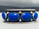 Circles Of Lapis Native American Navajo Sterling Silver Bracelet Cuff Heavy-Nativo Arts