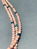 Eye Catching Native American Navajo Pink Rounded Stone Sterling Silver Necklace-Nativo Arts