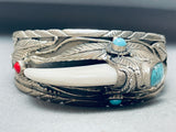 Most Unique White Bear Vintage Navajo Sterling Silver Bracelet-Nativo Arts