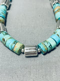 Hand Wrought Sterling Silver Tubes Native American Navajo Turquoise Heishi Necklace-Nativo Arts