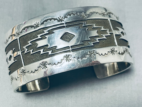 Remarkable Native American Navajo Sterling Silver Bracelet Signed Fred Douglas-Nativo Arts