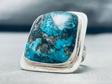 Dramatic Vintage Native American Navajo Godber Turquoise Sterling Silver Ring-Nativo Arts
