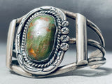 Rare Kings Manassa Green Turquoise Vintage Native American Navajo Sterling Silver Bracelet-Nativo Arts