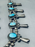 Gasp! 300 Grams Vintage Native American Navajo Turquoise Sterling Silver Squahs Blossom Necklace-Nativo Arts