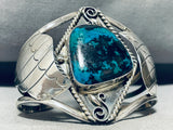 Superb!! Vintage Native American Navajo Turquoise Sterling Silver Flank Bracelet Old-Nativo Arts