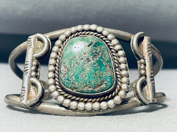 Turquoise In The Clouds Vintage Native American Navajo Cerrillos Sterling Silver Bracelet-Nativo Arts