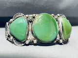 Apple Green Damale!! Vintage Native American Navajo Turquoise Sterling Silver Bracelet-Nativo Arts