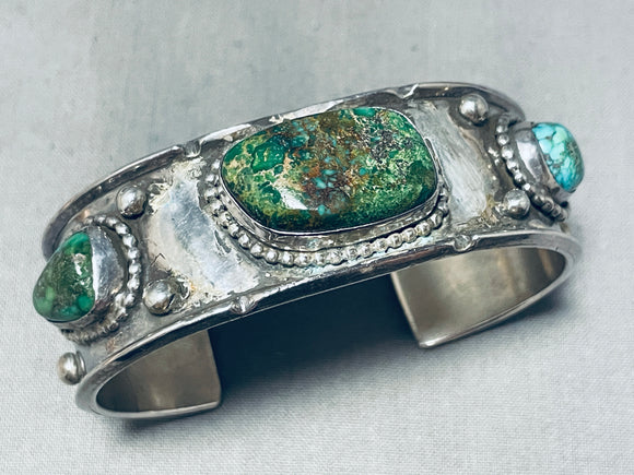 Spectacular Vintage Native American Navajo Carico Lake Turquoise Sterling Silver Bracelet-Nativo Arts