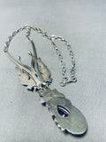 Les Baker Amethyst Vintage Sterling Silver Necklace Navajo!-Nativo Arts
