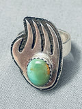 Important Vintage Native American Navajo Tom Jackson Royston Turquoise Sterling Silver Paw Ring