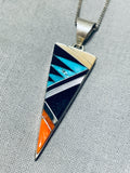 Authentic Native American Navajo Turquoise Coral Jet Sterling Silver Necklace-Nativo Arts