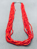 Fab Native American Navajo Tubed Coral Sterling Silver Heishi Necklace-Nativo Arts