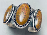Hvy Thick Vintage Native American Navajo Petrified Wood Sterling Silver Dome Bracelet-Nativo Arts
